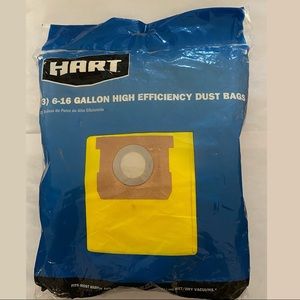 Hart 3PK 6-16 Gallon High Efficiency Dust Bags Yellow